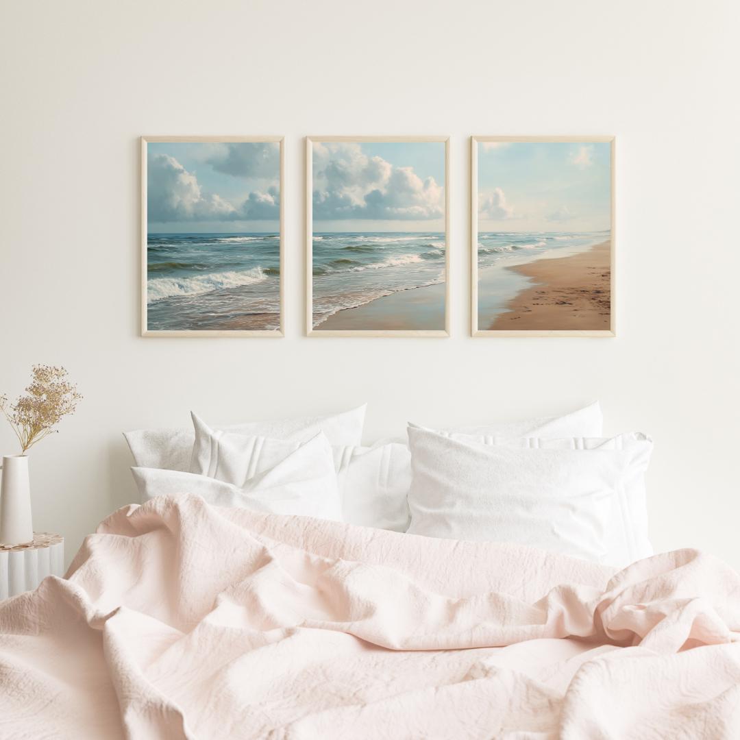 ชุดภาพพิมพ์สามชิ้นลายชายหาดทะเ - Abstract Canvas Set บทวิจารณ์และราคา