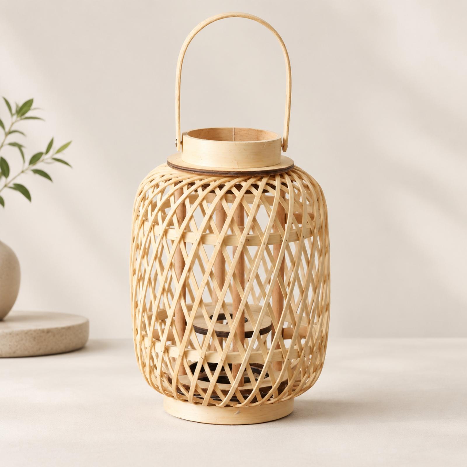 เชิงเทียนโคมไฟไม้ไผ่ ถักมือ ลา - Candle Holder Decor บทวิจารณ์และราคา